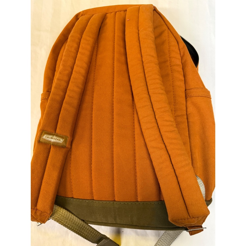 Causegear Canvas Backpack Burnt Orange Olive Green Handcrafted Ethical Bag - Picture 8 of 8